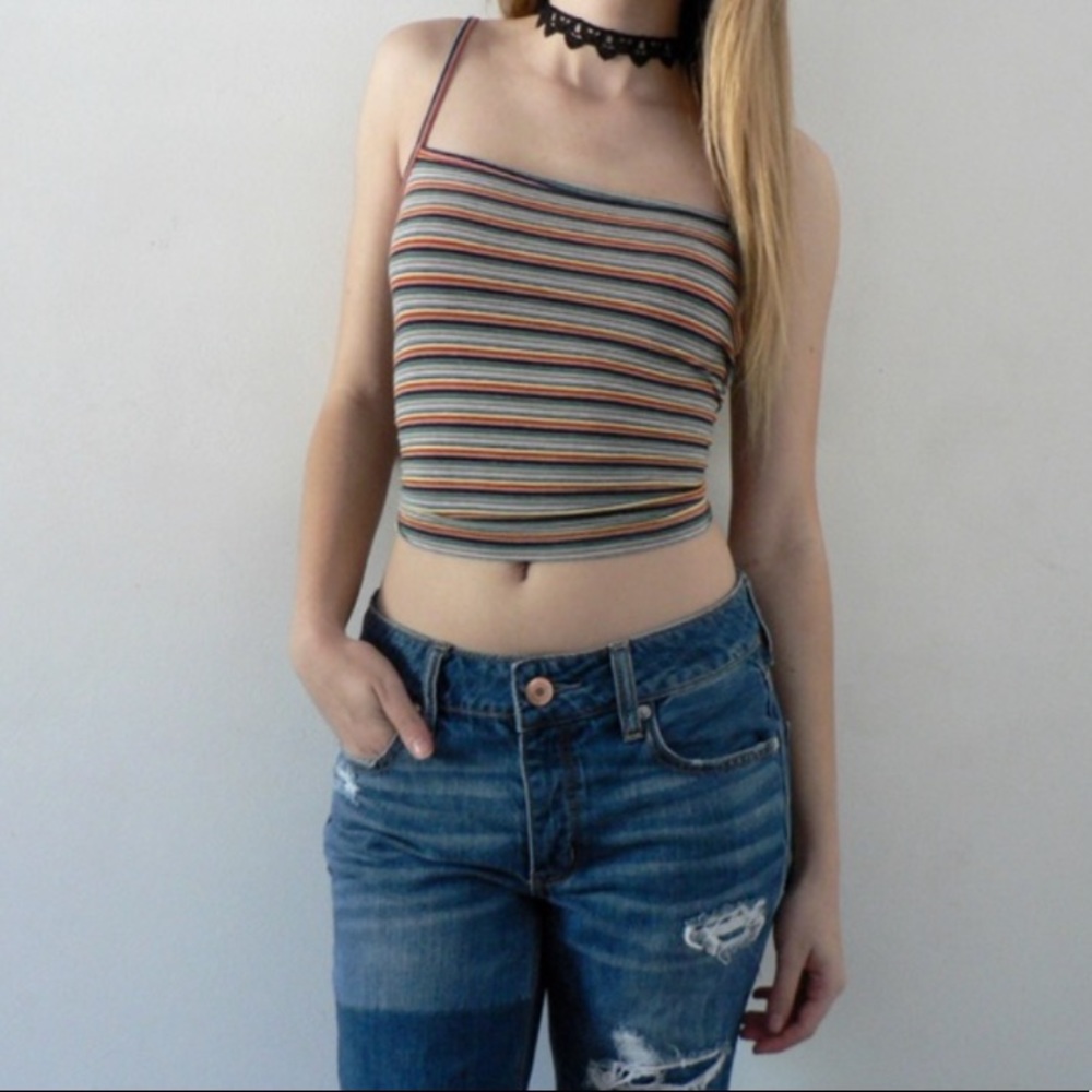 Brandy Melville navy and white striped Faye tank